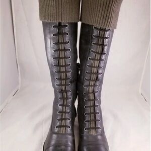 Cole Haan Nike Air leather lace up boots size 8 charcoal gray/soft black